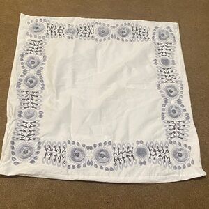 Anthropologie White and Blue Floral Euro Sham
